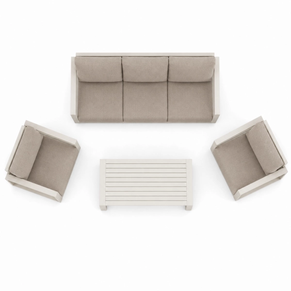 Zestaw Wypoczynkowy Aluminiowy BELLANTI Empoli 5 osobowy sofa i 2 fotele + stolik | Beż